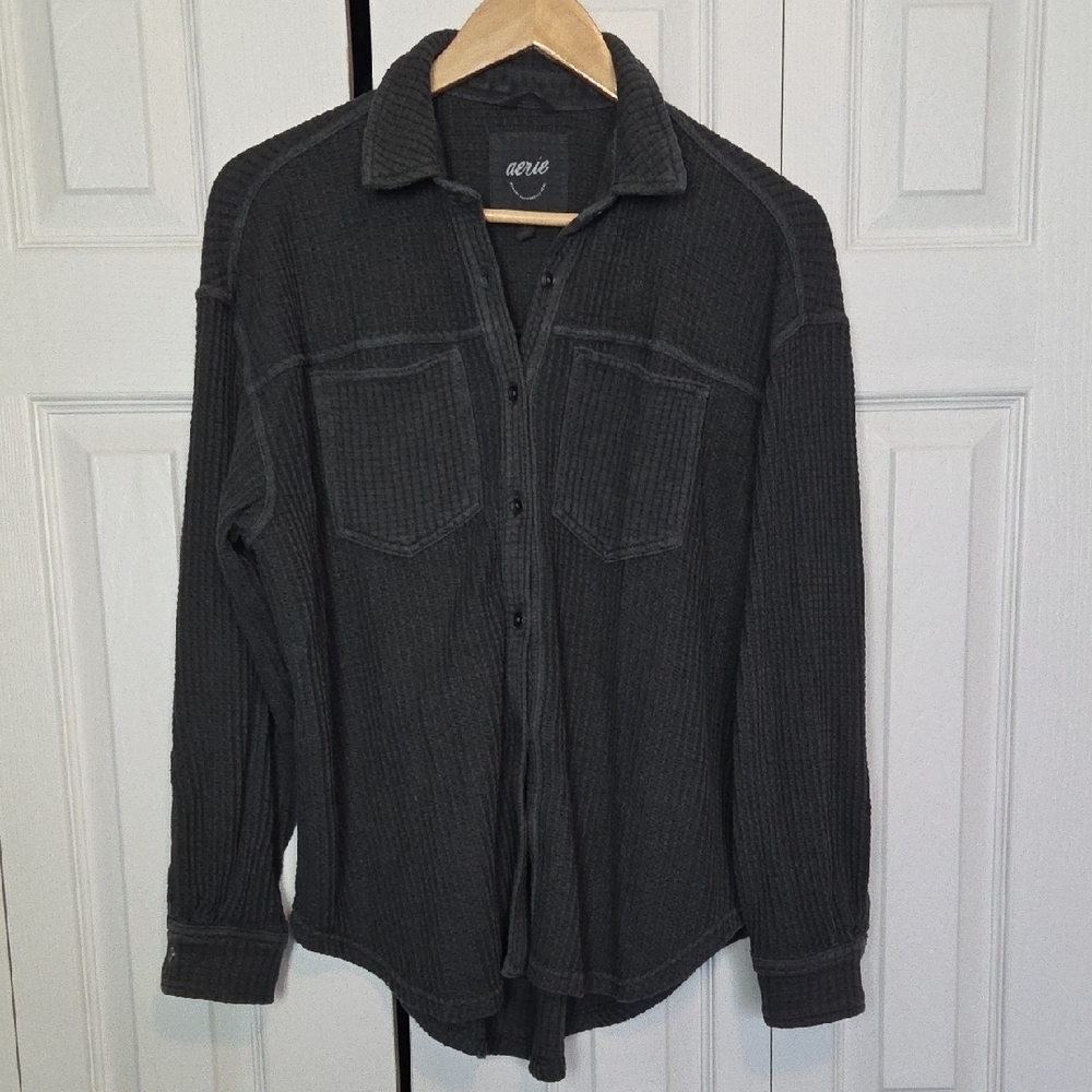 Aerie Charcoal Textured Shirt